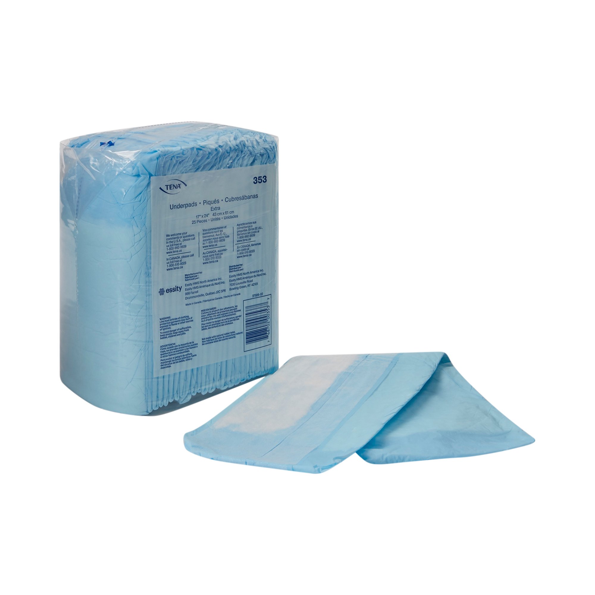 Underpad Disposable TENA® Extra 17 X 24 Inch Polymer Light Absorbency (25/PK 12PK/CS) by Essity Professional Hygiene North America, LLC  ID 353
